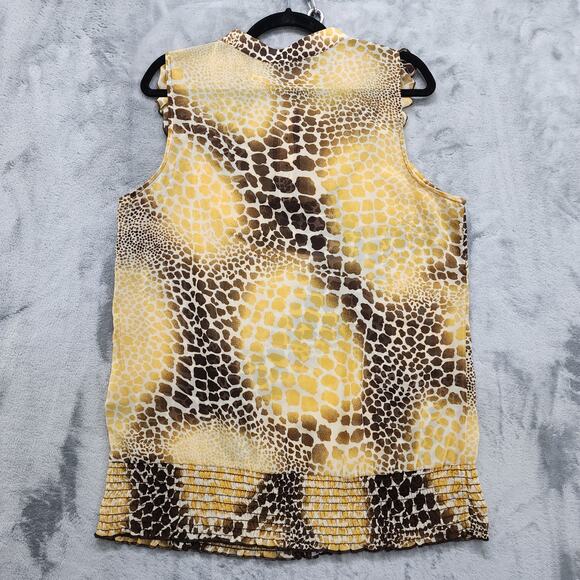 Maurices Top Womens XL Brown Yellow Animal Print Sleeveless Ruffled Chiffon - Picture 3 of 9